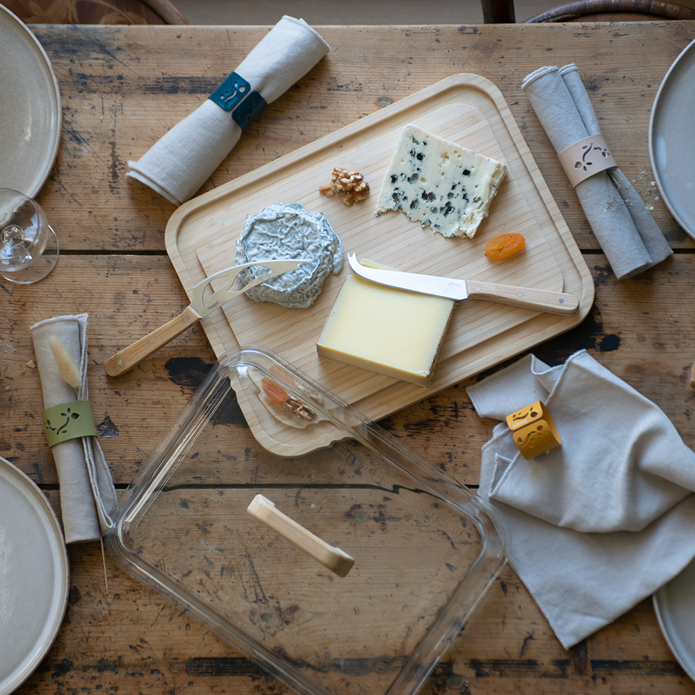 Cheese Serving Platter - Bamboo Platter with Glass Cover