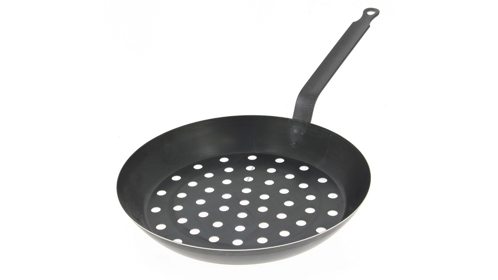 Blue Carbon Steel Perforated Fry Pan