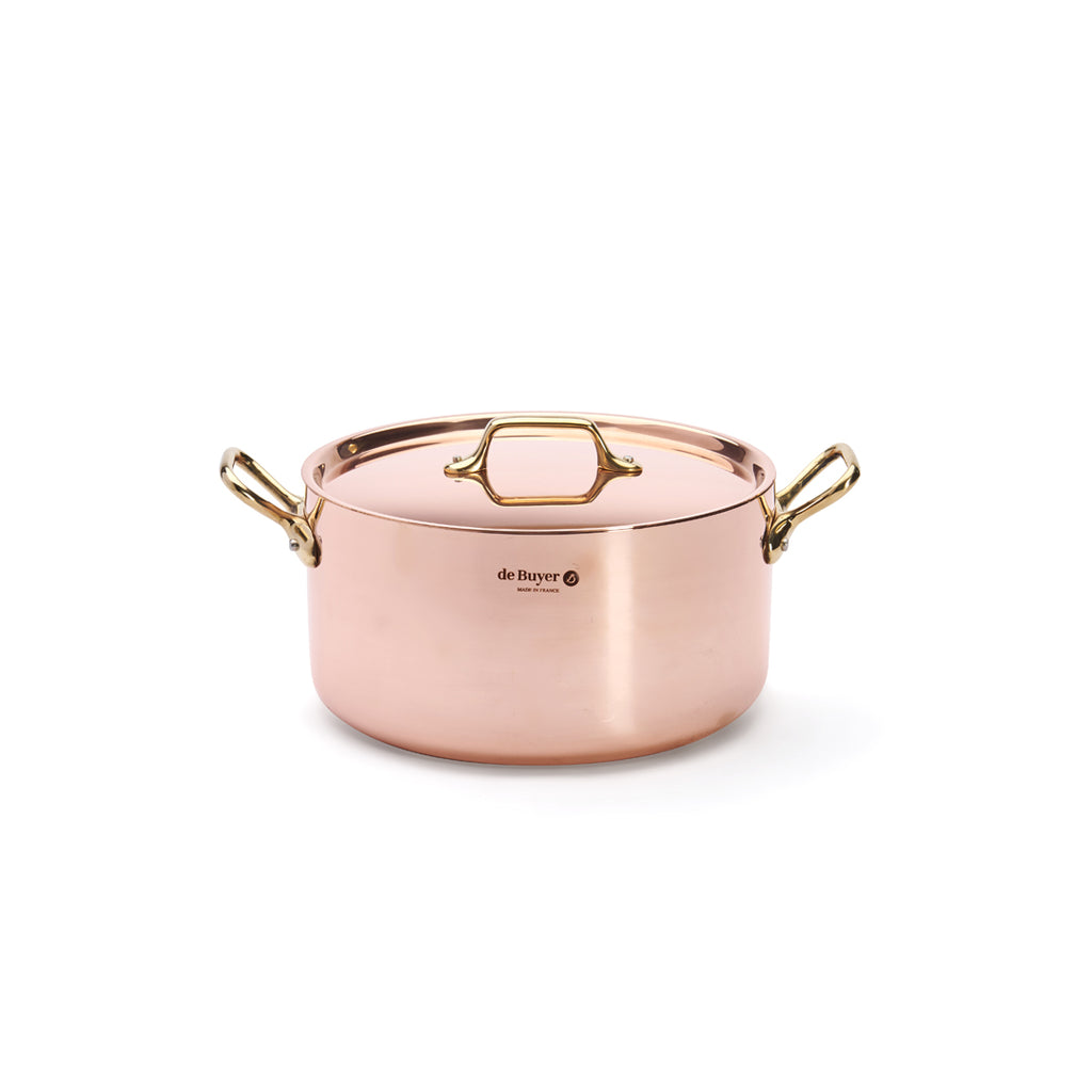 INOCUIVRE SERVICE Copper Stew Pan with Brass Handles