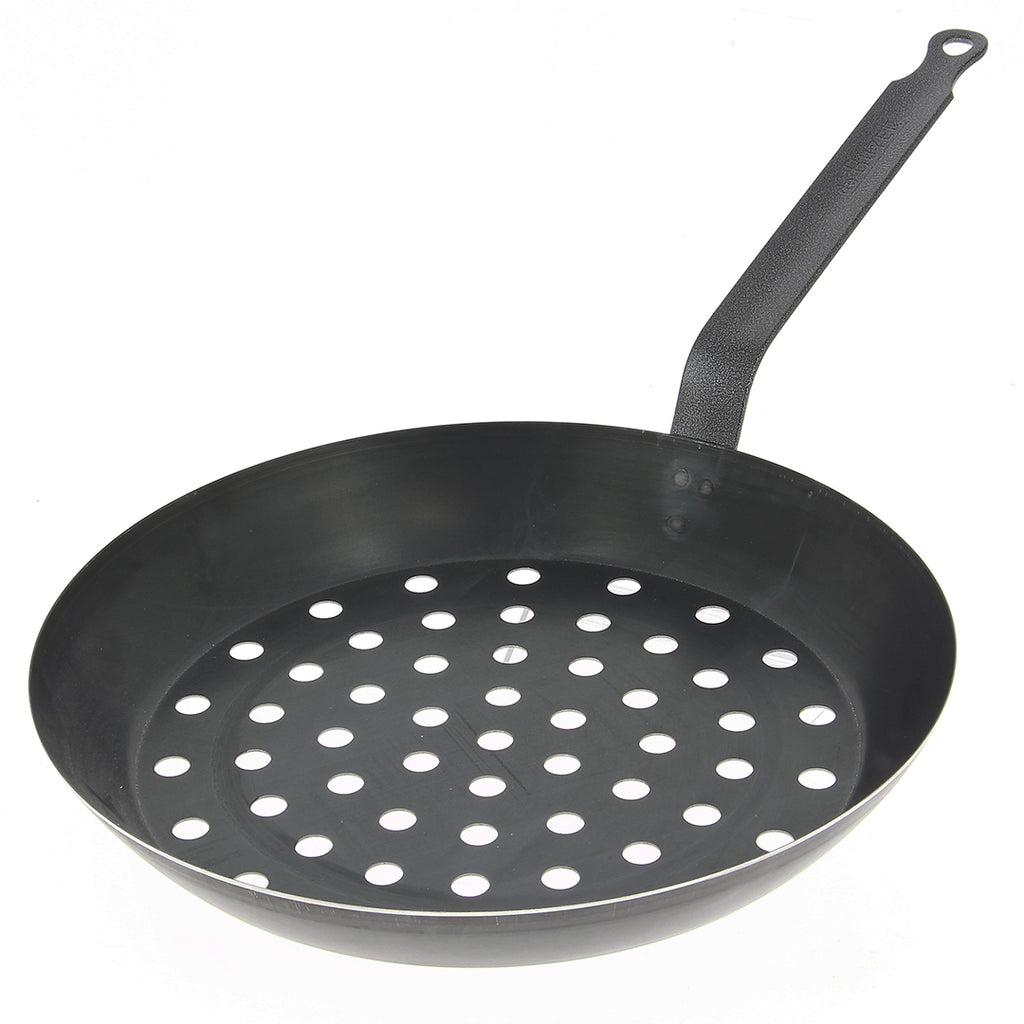 Blue Steel Perforated Frying Pan