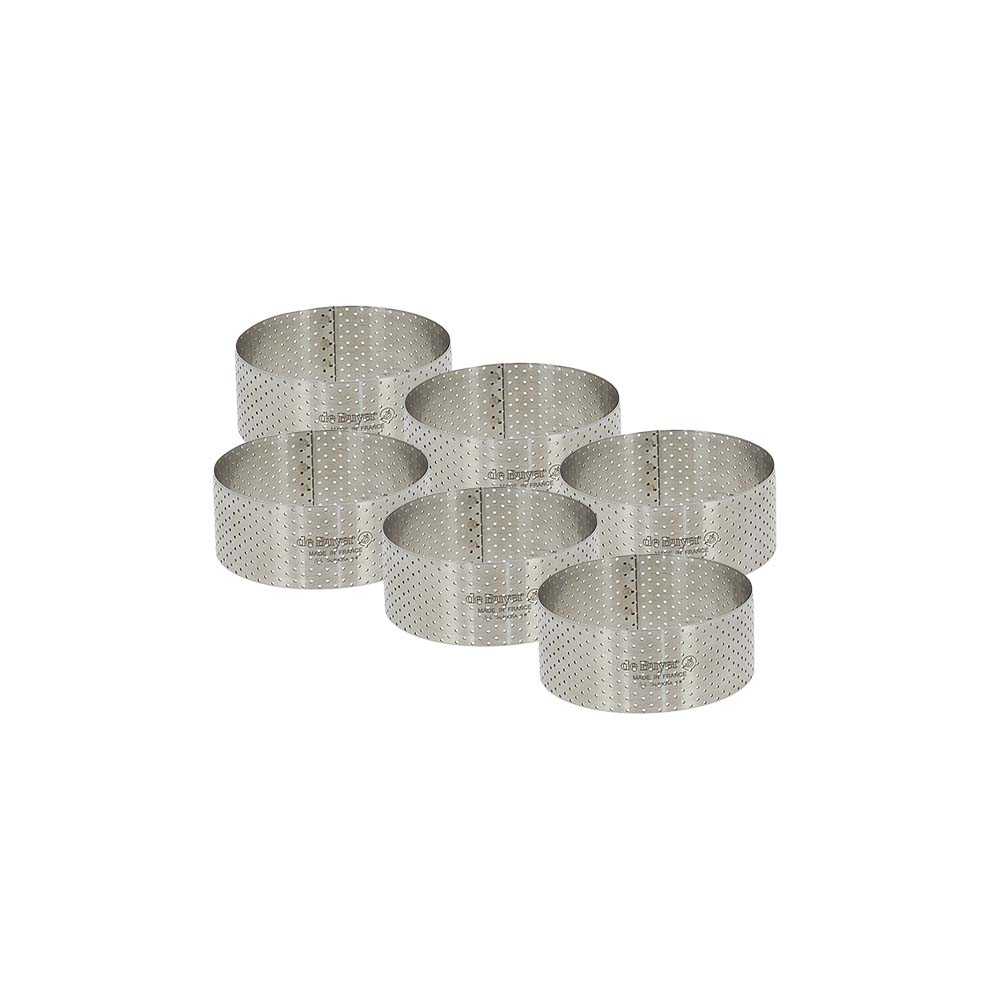 Perforated Round Tart Ring 6pc Set - 1.4"H