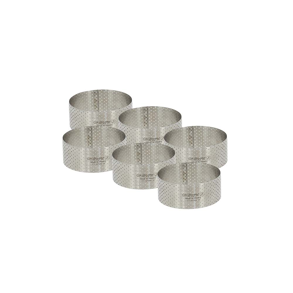 Perforated Round Tart Ring 6pc Set Height 1.4" de Buyer USA